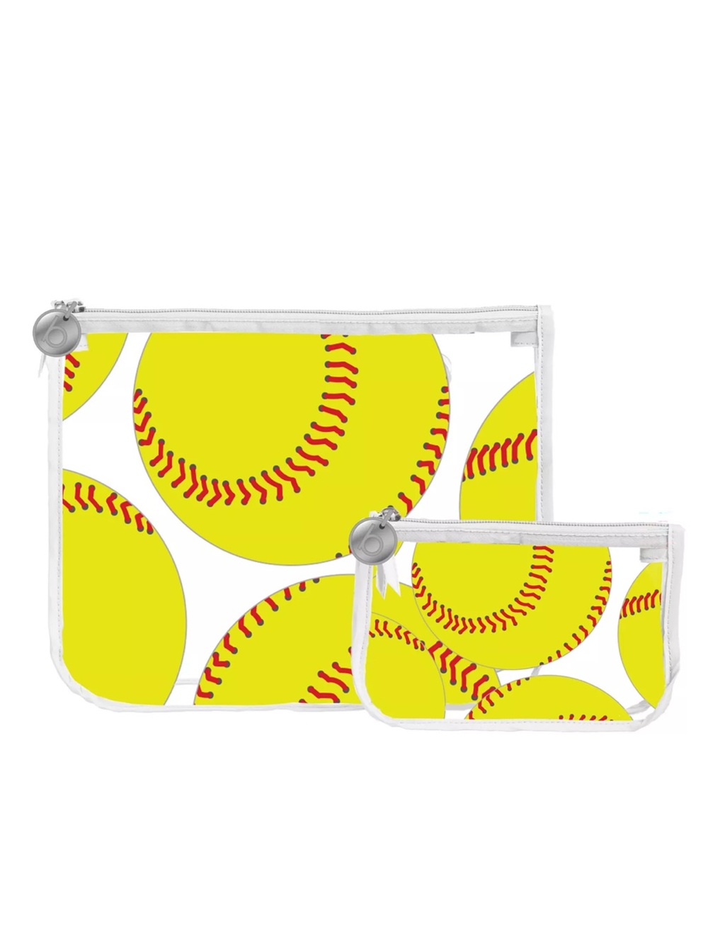 NWT BOGG Bag Clear Softball Print Pouch Set - Yellow & Red. Sports Mom.